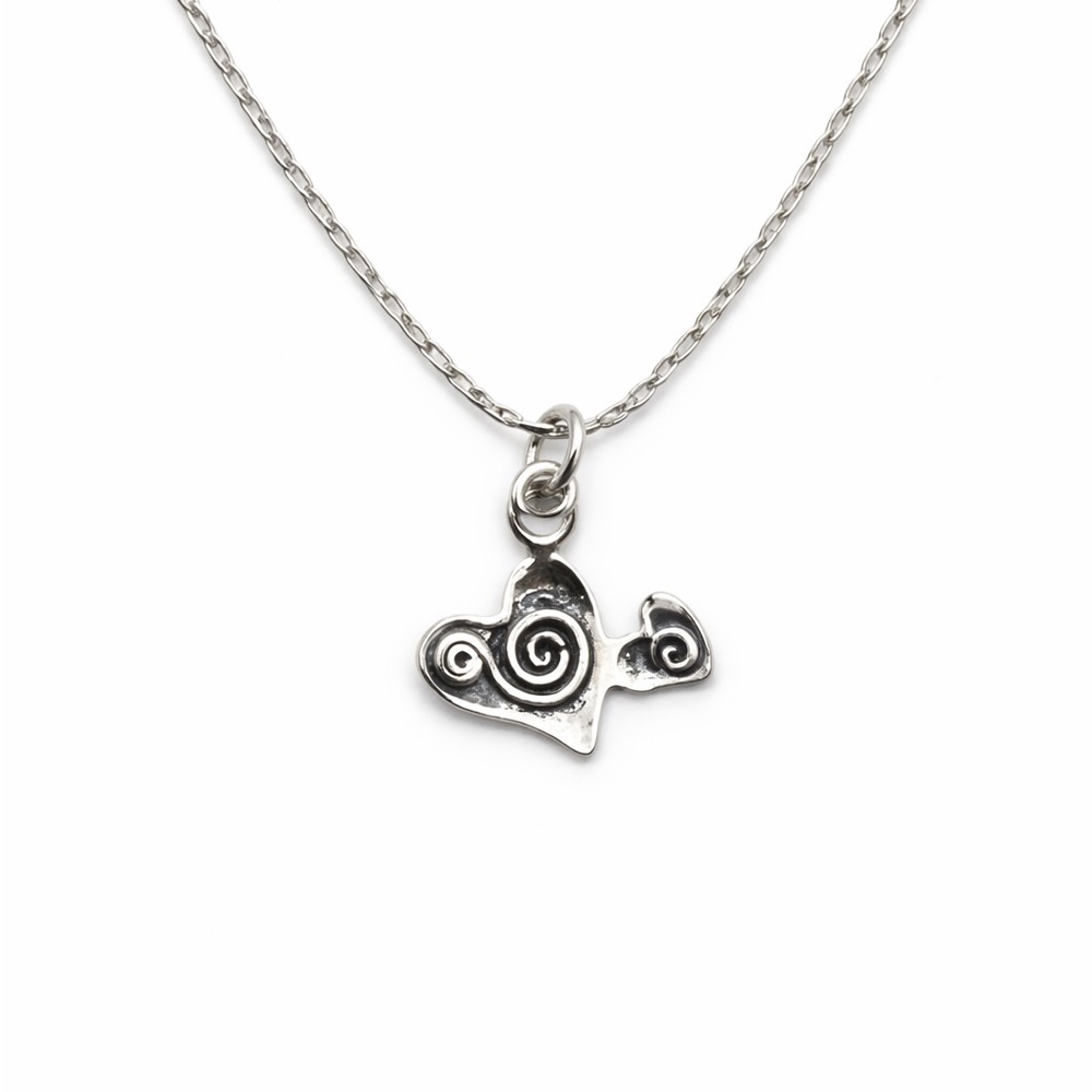 S925 Double Swirl Heart Necklace